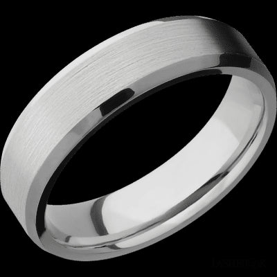 6 mm wide Beveled Titanium band.