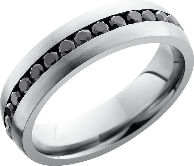 Titanium 6mm domed band with .04ct channel-set eternity black diamonds