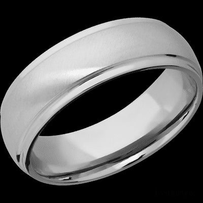 7 mm wide Domed Stepped Down Edges Titanium band.