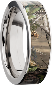 Titanium 7mm flat band with a 6mm inlay of Real Tree APG Camo