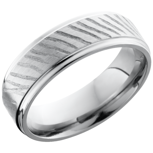 Titanium 7mm flat band with grooved edges