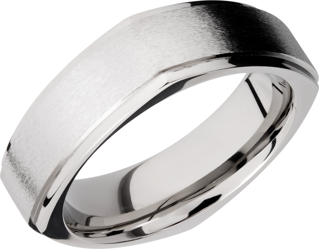 Titanium 7mm flat square band with grooved edges