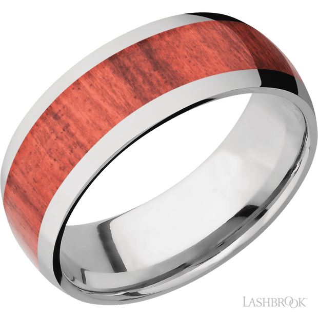 Titanium with Polish Finish and Red Heart Inlay