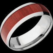 8 mm wide/Domed/Titanium band with one 5 mm Centered inlay of Red Heart.