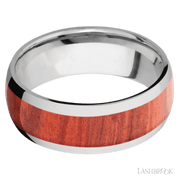 8 mm wide/Domed/Titanium band with one 5 mm Centered inlay of Red Heart.