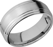 Titanium 8mm flat band with two stepped edges