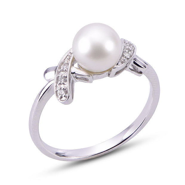 14KT White Gold Freshwater Pearl Ring