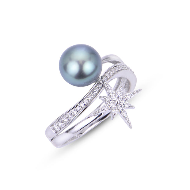 14KT White Gold Tahitian Pearl Ring