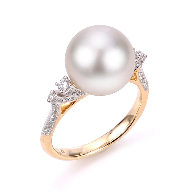 14KT Yellow Gold White South Sea Pearl Ring