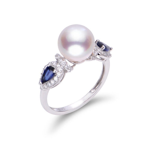 14KT White Gold Akoya Pearl Ring