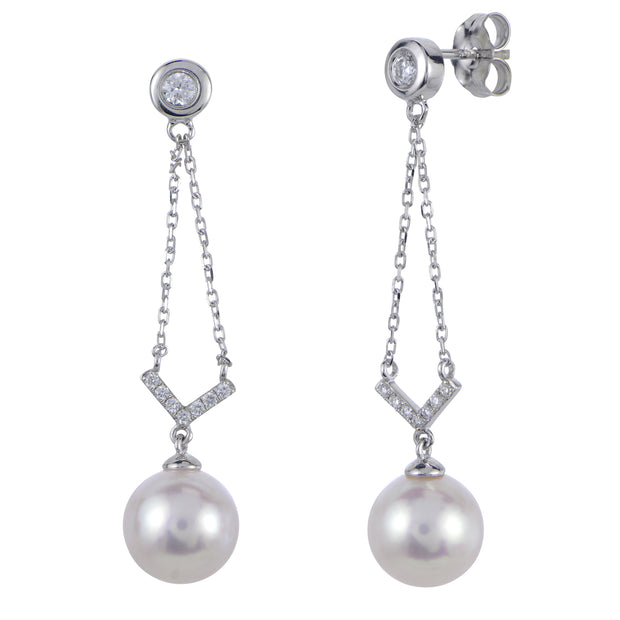 14KT White Gold Akoya Pearl Earring