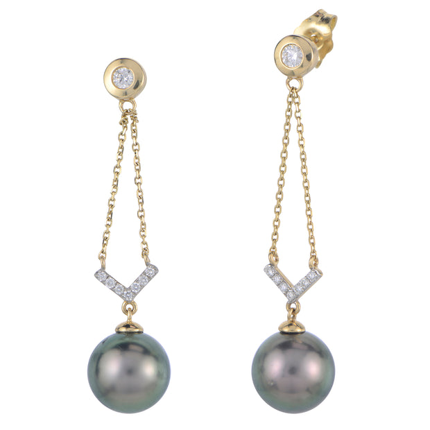 14KT Yellow Gold Tahitian Pearl Earring