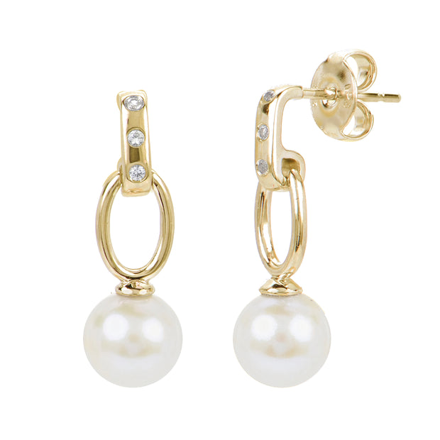 14KT Yellow Gold Freshwater Pearl Earring