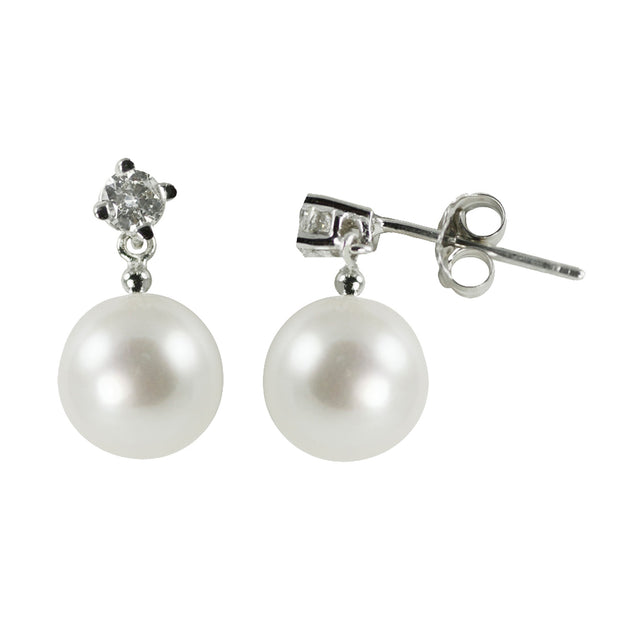 14KT White Gold Akoya Pearl Earring