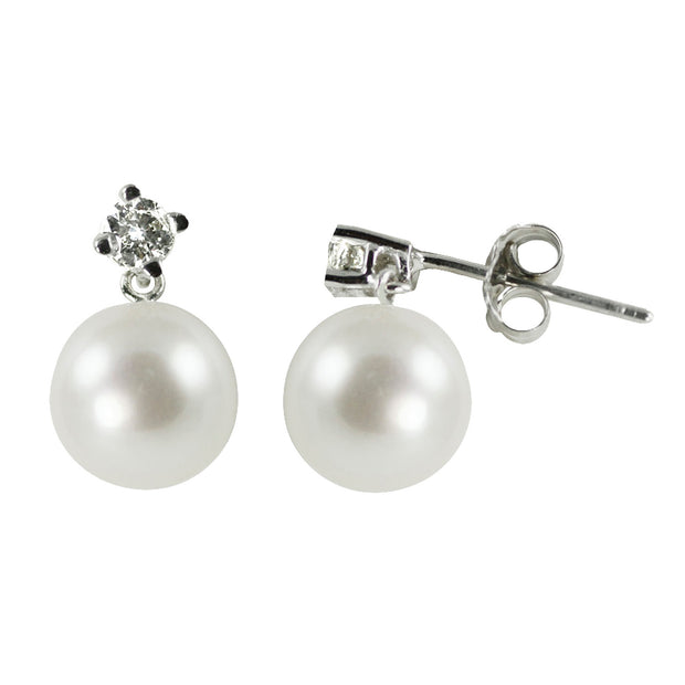 14KT White Gold Akoya Pearl Earring