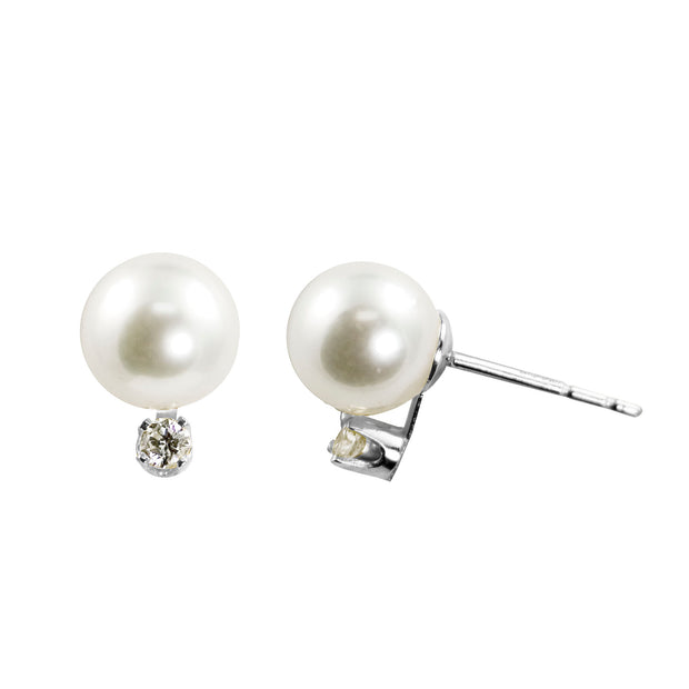 14KT White Gold Akoya Pearl Earring