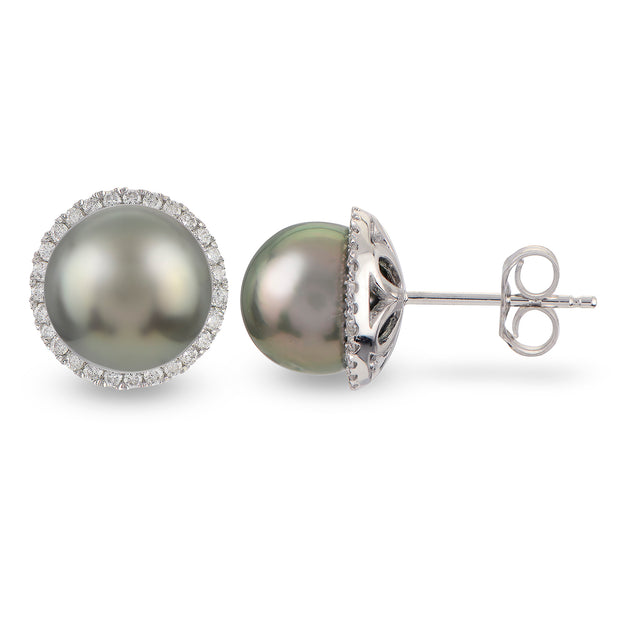 14KT White Gold Tahitian Pearl Earring