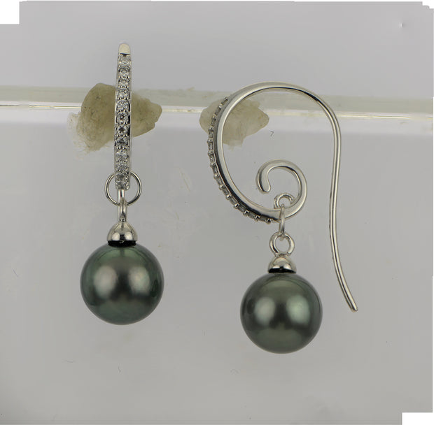 14KT White Gold Tahitian Pearl Earring