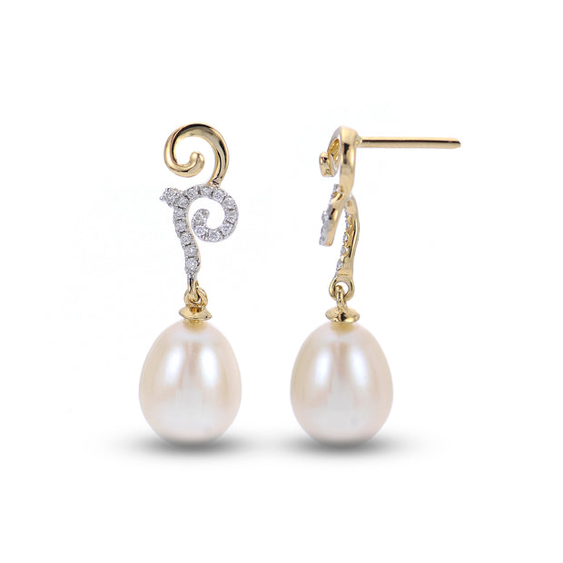 14KT Yellow Gold Freshwater Pearl Earring