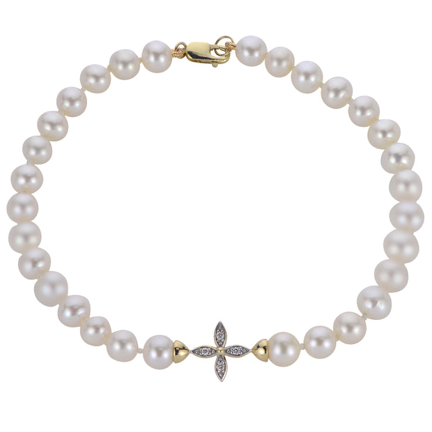 14KT Yellow Gold Freshwater Pearl Bracelet