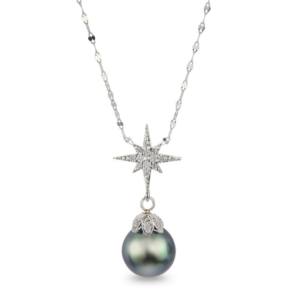 14KT White Gold Tahitian Pearl Necklace