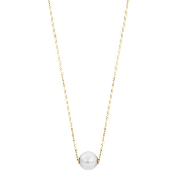 14KT Yellow Gold Akoya Pearl Solitaire Necklace