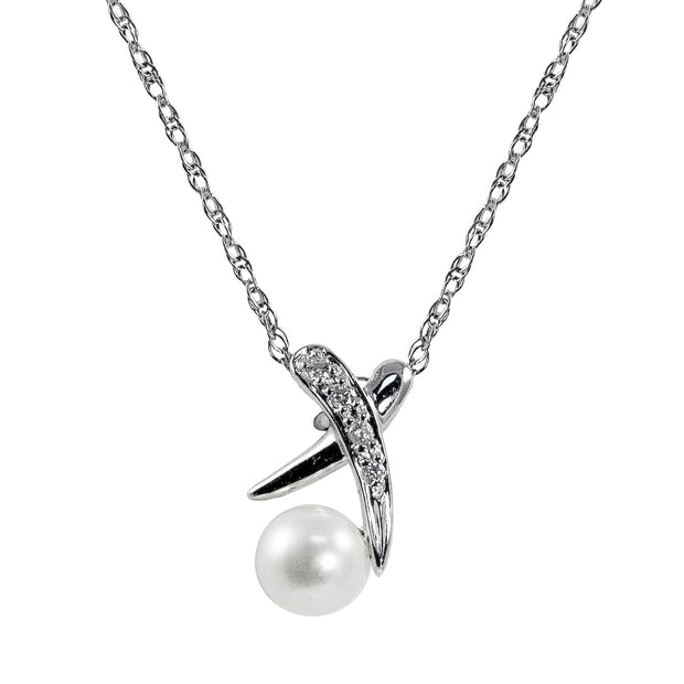 14KT White Gold Freshwater Pearl Pendant