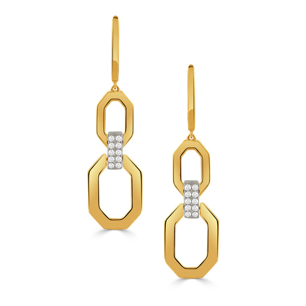 18K WHITE AND YELLOW GOLD DIAMOND EARRING