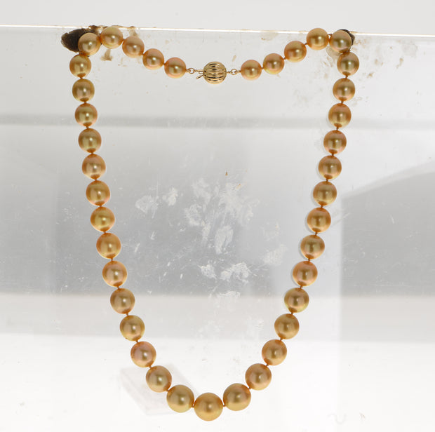 18KT Yellow Gold Golden South Sea Pearl Necklace