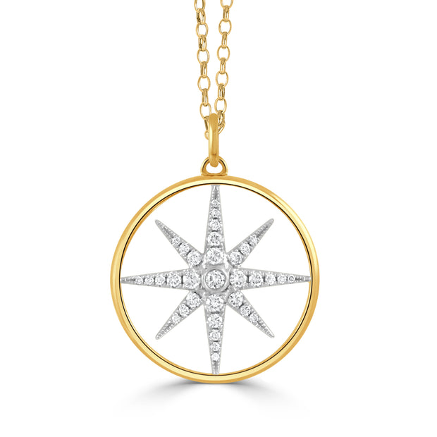 18K YELLOW AND WHITE GOLD DIAMOND PENDANT