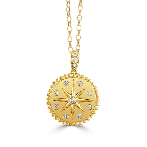 18K YELLOW GOLD DIAMOND MEDALLION PENDANT