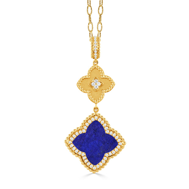 18K YELLOW GOLD DIAMOND PENDANT WITH LAPIS