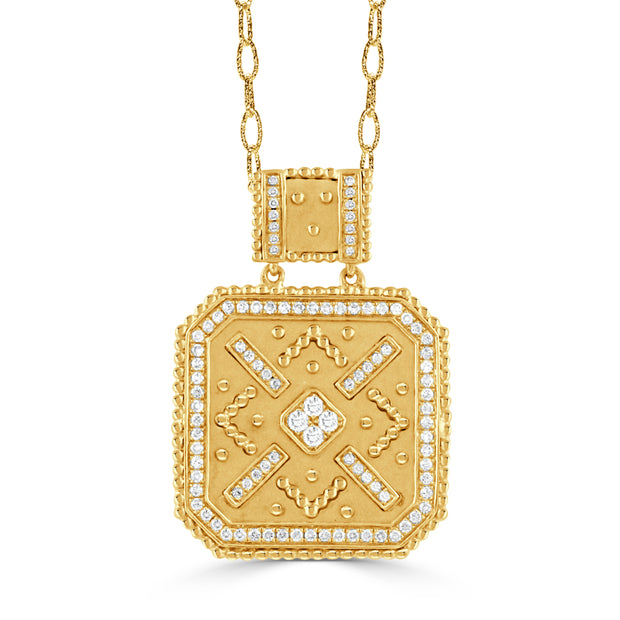 18K YELLOW GOLD DIAMOND PENDANT IN SATIN FINISH