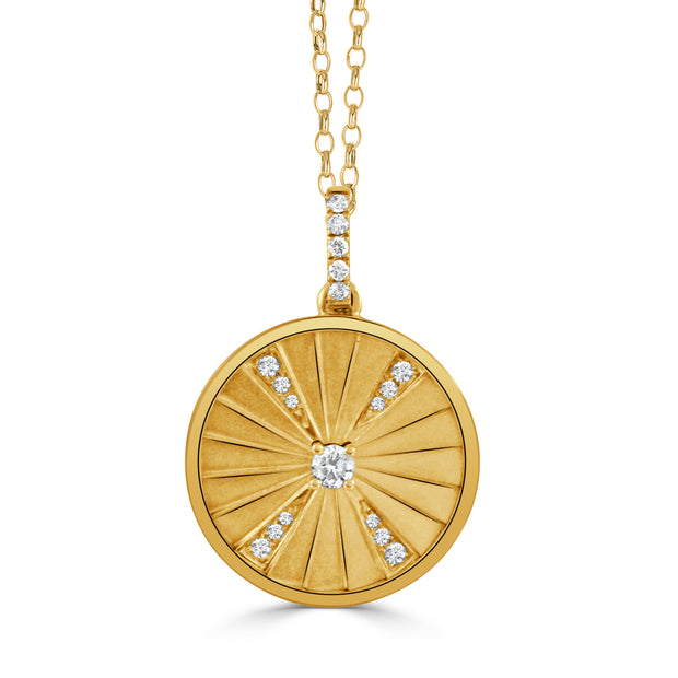 18K YELLOW GOLD DIAMOND PENDANT IN SATIN FINISH