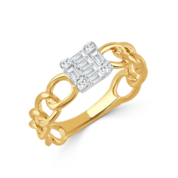 18K WHITE AND YELLOW GOLD DIAMOND RING