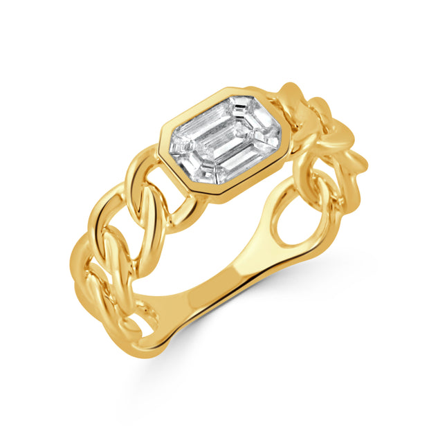 18K YELLOW GOLD INVISIBLE SET DIAMOND RING