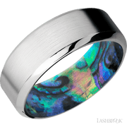8 mm wide High Bevel Cobalt Chrome band featuring a Abalone sleeve.