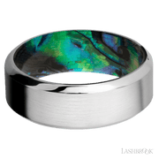8 mm wide High Bevel Cobalt Chrome band featuring a Abalone sleeve.