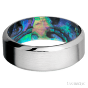 8 mm wide High Bevel Cobalt Chrome band featuring a Abalone sleeve.
