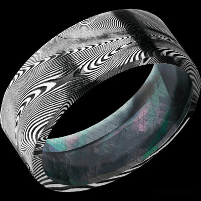 8 mm wide Flat Tightweave band featuring a Black Mother of Pearl sleeve.