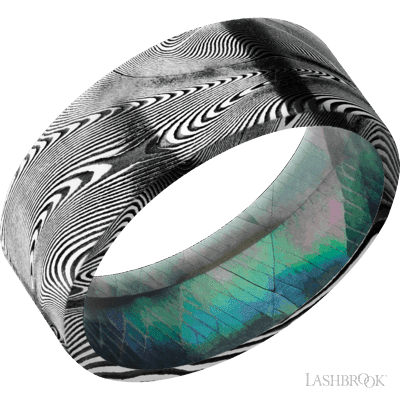 8 mm wide Flat Tightweave band featuring a Black Mother of Pearl sleeve.
