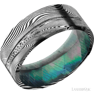 8 mm wide Flat Tightweave band featuring a Black Mother of Pearl sleeve.