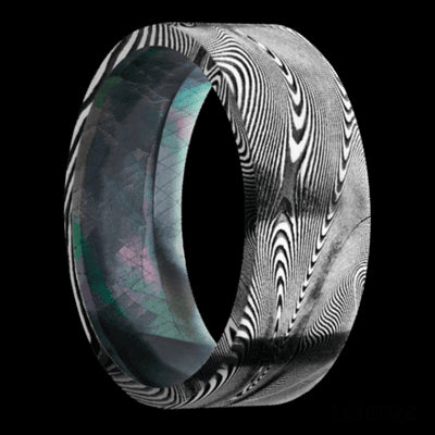 8 mm wide Flat Tightweave band featuring a Black Mother of Pearl sleeve.