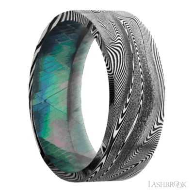 8 mm wide Flat Tightweave band featuring a Black Mother of Pearl sleeve.