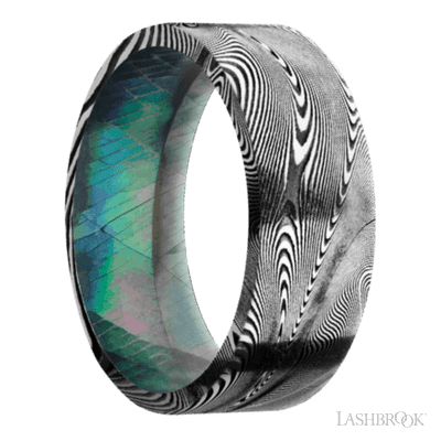 8 mm wide Flat Tightweave band featuring a Black Mother of Pearl sleeve.