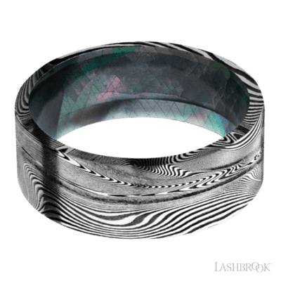 8 mm wide Flat Tightweave band featuring a Black Mother of Pearl sleeve.