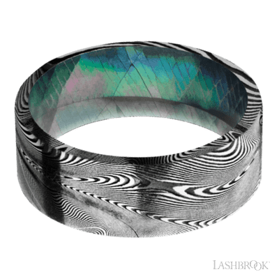 8 mm wide Flat Tightweave band featuring a Black Mother of Pearl sleeve.