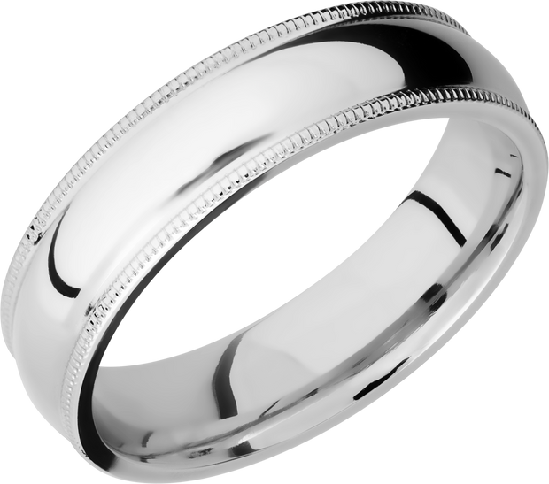 Cobalt chrome 6mm domed band with milgrain detail