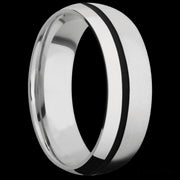 7 mm wide/Domed/Cobalt Chrome band with one 1 mm Off Center inlay of Black.