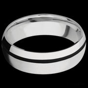 7 mm wide/Domed/Cobalt Chrome band with one 1 mm Off Center inlay of Black.